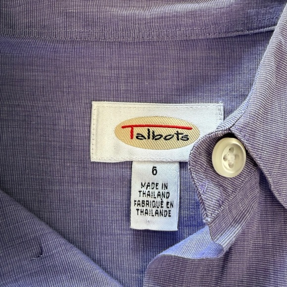Talbots Vintage Purple Cotton Long Sleeve Button Up Collared Perfect Shirt sz 6 - Picture 3 of 4